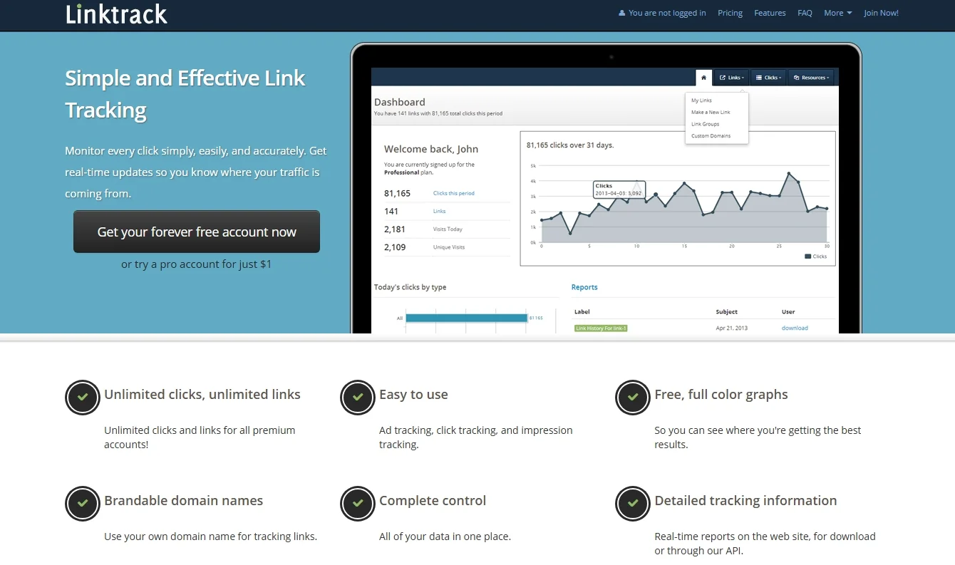 Hyperlink Tracking LinkTrack - Affiliate Stats Tracking Sites