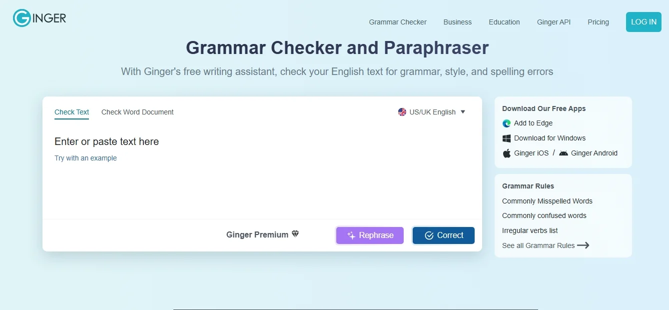 Ginger Spell Ginger - Spelling & Plagiarism Checker